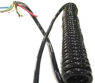 Núcleo encaracolado enrolado protegido colorido de Mulit do cabo do cabo flexível do fio bonde da mola elétrica